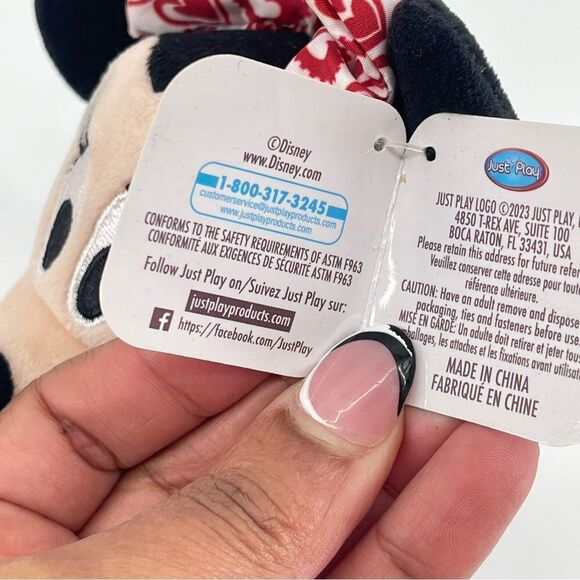 Disney Mickey and Minnie Mouse Red White Hearts Valentine 10” Bean Plush Set - Picture 9 of 15